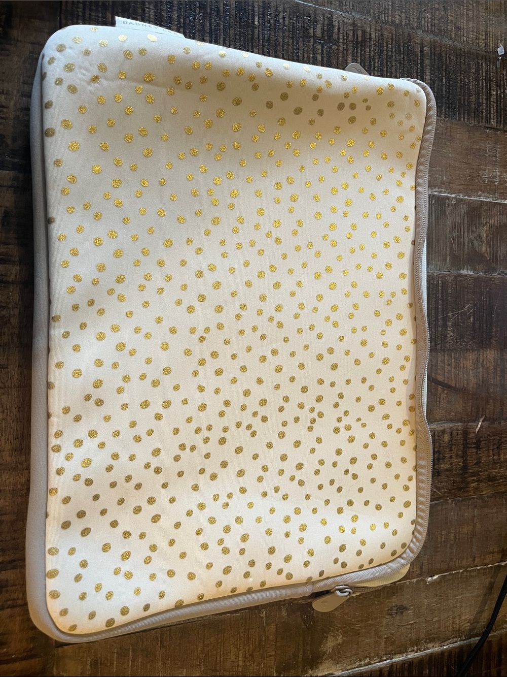 Dabney Lee Cream Laptop Sleeve with Gold Polka Dots